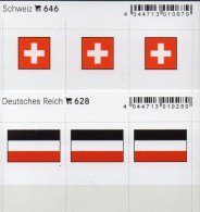 2x3 In Farbe Flaggen-Sticker Schweiz+Reich 7€ Kennzeichnung Alben Karten Sammlung LINDNER 646+628 Flags Helvetia Germany - Supplies And Equipment