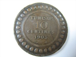 TUNISIA TUNISIE 10 CENTIMES 1903 COPPER OR BRONZE COIN NICE GRADE SEE PICTURES  LOT 16 NUM  10 - 1948-1963: Franklin
