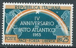 1953 ITALIA PATTO ATLANTICO 25 LIRE VARIETà MNH ** - JU046-2 - Varietà E Curiosità