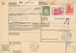 I3428 - Switzerland (1976) 1212 Grand-Lancy 1 / 9470 Buchs (SG) 1 / Ceske Velenice / Praha 120 / 221 00 Praha 121 - Storia Postale