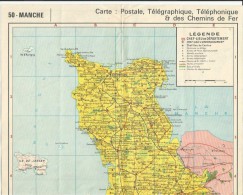 Carte Depliante  Provenant D'un Calendrier  De La Manche Avec Plan De Cherbourg Et Avranches 50 - Grossformat : 1971-80