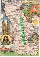 50 - CARTE MANCHE- TOURVILLE- VALOGNES-SAINT LO- COUTANCES- MARIGNY-MORTAIN-AVRANCHES-BARNEVILLE-CARTERET-LESSAY - Autres & Non Classés