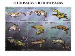 GUYANA Prehistoire. Animaux Prehistoriques (PLESIORAURS - ICHTHYOSAURS)  EMIS EN 1998 ** MNH, Sans Charniere. - Prehistorisch