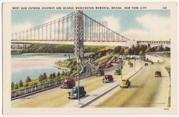 WEST SIDE EXPRESS HIGHWAY - WASHINGTON BRIDGE NEW YORK CITY C1940s Old Postcard - Bruggen En Tunnels