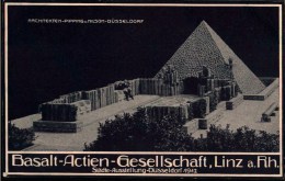 ! Seltene Werbekarte Basalt Actien Ges. Linz Am Rhein, Städte Ausstellung 1912 Düsseldorf , Pyramide, Aktiengesellschaft - Reclame