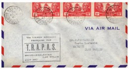 1947  LETTRE, PREMIERE  LIAISON TRAPAS NOUVELLE CALEDONIE ILES WALLIS/4958 - Briefe U. Dokumente