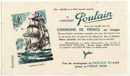 Buvard Chocolat Poulain Chansons De France Enfantines Hardi Les Gars Bateau Voilier - Cocoa & Chocolat