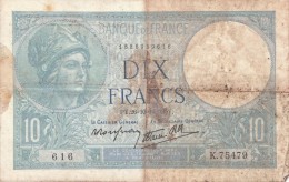 Billets - B1133 - France  - 10 Francs 1939    ( Type, Nature, Valeur, état... Voir  Double Scan) - 10 F 1916-1942 ''Minerve''