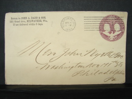 LetDoc. 107. Two Cents Milwaukee  Philadelphia 1894. - Cartas & Documentos