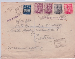 01858 Carta Certificada De Barcelona A Tetuan Franqueo Interesante 1942 - Nationalistische Censuur