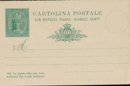 San Marino Ganzsache "Cartolina Postale - Risposta"  15 Centimi. 1894. - Briefe U. Dokumente