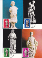 Carte-Maximum HONGRIE N° Yvert  2510-13 (Statues Gothiques Du Château De BUDA) 4 Cartes Obl Sp Ill 1er Jour - Cartoline Maximum