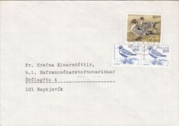 BIRDS, DUCKS, PLOVER, STAMPS ON COVER, 1987, ICELAND - Brieven En Documenten