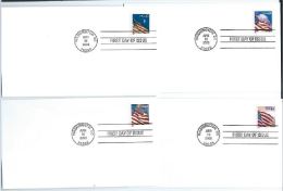USA 2008 Flags Issues Water-activated, By Sennett Security Set Of 4 X 41c FDC USED SC 4228-31 YV 4020-23 MI 4340-43 SG 4 - 2001-2010
