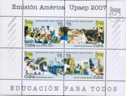 G)2007 CARIBE, CHILDREN PLAYING-LEARNING-PAINTING , YOUTH MARCHING, ADULTS LEARNING, UPAEP, EDUCATION FOR ALL, MINISHEET - Gebraucht