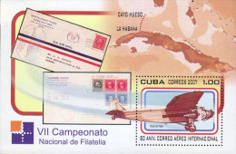 G)2007 CARIBE, AIRPLANE-CIRCULATED AIRMAIL COVERS-MAP, 80TH ANNIVERSARY OF INTERNATIONAL AIRMAIL, S/S, MNH - Gebraucht