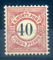 GERMANY WURTTEMBERG - 1875 NEW CURRENCY 40PF RED & BLACK - Wuerttemberg