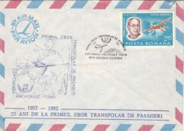 FIRST POLAR PESSENGERS FLIGHT, COPENHAGEN- ANCHORAGE, TOKIO, PLANE, SPECIAL COVER, 1982, ROMANIA - Vols Polaires