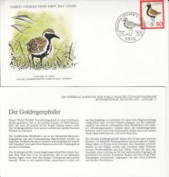BIRDS, GOLDEN PLOVER, WWF- WORLD WILDLIFE FUND, COVER FDC WITH ANIMAL DESCRIPTION SHEET, 1976, GERMANY - Cigognes & échassiers