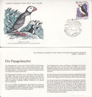 BIRDS, PUFFIN, WWF- WORLD WILDLIFE FUND, COVER FDC WITH ANIMAL DESCRIPTION SHEET, 1976, RUSSIA - Marine Web-footed Birds