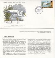 BIRDS, REEF EGRET, WWF- WORLD WILDLIFE FUND, COVER FDC WITH ANIMAL DESCRIPTION SHEET, 1976, GILBERT ISLANDS - Pelikane