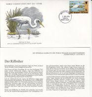 BIRDS, REEF EGRET, WWF- WORLD WILDLIFE FUND, COVER FDC WITH ANIMAL DESCRIPTION SHEET, 1976, GILBERT ISLANDS - Pelicans