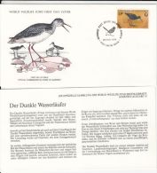 BIRDS, SPOTTED REDSHANK, WWF- WORLD WILDLIFE FUND, COVER FDC WITH ANIMAL DESCRIPTION SHEET, 1976, GUERNSEY - Picotenazas & Aves Zancudas