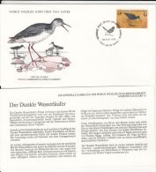BIRDS, SPOTTED REDSHANK, WWF- WORLD WILDLIFE FUND, COVER FDC WITH ANIMAL DESCRIPTION SHEET, 1976, GUERNSEY - Cigognes & échassiers