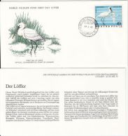 BIRDS, SPOONBILL, WWF- WORLD WILDLIFE FUND, COVER FDC WITH ANIMAL DESCRIPTION SHEET, 1977, HUNGARY - Storks & Long-legged Wading Birds