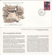 BIRDS, LAPWING, WWF- WORLD WILDLIFE FUND, COVER FDC WITH ANIMAL DESCRIPTION SHEET, 1976, LIECHTENSTEIN - Storks & Long-legged Wading Birds