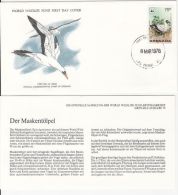 BIRDS, MASKED BOOBY, WWF- WORLD WILDLIFE FUND, COVER FDC WITH ANIMAL DESCRIPTION SHEET, 1978, GRENADA - Marine Web-footed Birds