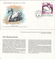 BIRDS, MUTE SWAN, WWF- WORLD WILDLIFE FUND, COVER FDC WITH ANIMAL DESCRIPTION SHEET, 1977, ROMANIA - Cygnes