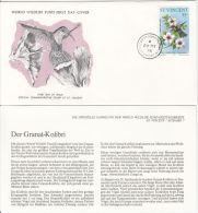 BIRDS, PURPLE THROATED CARIB, WWF- WORLD WILDLIFE FUND, COVER FDC WITH ANIMAL DESCRIPTION SHEET, 1976, ST VINCENT - Colibrì