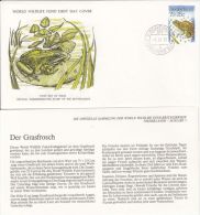 GRASS FROG, WWF- WORLD WILDLIFE FUND, COVER FDC WITH ANIMAL DESCRIPTION SHEET, 1976, NETHERLANDS - Kikkers