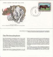 RHINOCEROS, WWF- WORLD WILDLIFE FUND, COVER FDC WITH ANIMAL DESCRIPTION SHEET, 1978, CENTRAL AFRICA - Rhinoceros