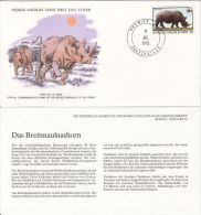 RHINOCEROS, WWF- WORLD WILDLIFE FUND, COVER FDC WITH ANIMAL DESCRIPTION SHEET, 1978, CONGO - Rhinoceros