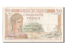 Billet, France, 50 Francs, 50 F 1934-1940 ''Cérès'', 1939, 1939-09-21, TB+ - 50 F 1934-1940 ''Cérès''