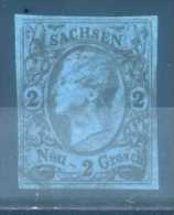 GERMANY SAXONY - 1855, 2NGR BLACK ON BLUE - Saxe