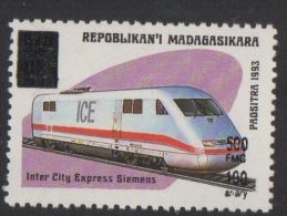 Madagascar Madagaskar ? Train Zug Railways ICE Inter City Express DB Deutsche Bahn Overprinted Surchargé Aufdruck MNH ** - Madagascar (1960-...)