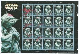 USA 2007 Yoda Sheet Of 20 $ 8.20 RED CANCELL USED SC 4205p YV BF3999 MI B-4317 SG MS4790 - Feuilles Complètes