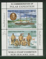 NEW ZEALAND 1990 IN COMMEMORATION OF POLAR EXPEDITION WORLD STAMP EXPO CINDERELLA SHEETLET SCOTT TERRA NOVA SHIP - Antarctische Expedities