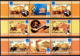 Bosnia Serbia 2004 Olympic Games Athens, Ancient Greece, Sport, Middle Row, 2 Sets With Labels In The Row, MNH - Summer 2004: Athens