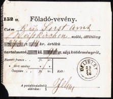 HUNGARY - YUGOSLAVIA - BANAT - RECEPIS  MONEY LETTER - DELIBLAT Finger Postmark - 1876 - RARE - Brieven En Documenten