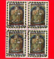 VATICANO  - USATO - 1974 - Anno Santo  - 50 L. • Cristo In Trono - Quartina - Used Stamps
