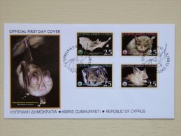 Covers Special Cancel FDC From Cyprus Animals Fauna Bat 2003 Wwf Panda - FDC