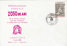 FIRST DACIAN STATE ANIVERSARY ANNIVERSARY, KING BUREBISTA, SPECIAL COVER, 1980, ROMANIA - Covers & Documents