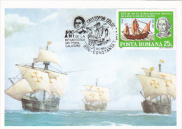 CHRISTOPHOR COLUMBUS, EXPLORER, SHIPS, CM, MAXICARD, CARTES MAXIMUM, 1993, ROMANIA - Christoph Kolumbus