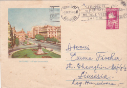 BUSS, BUCHAREST- UNIVERSITY SQUARE, COVER STATIONERY, ENTIER POSTAL, 1959, ROMANIA - Bus