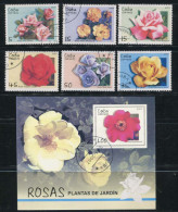 Cuba 2007 - Roses - Comp. Set Of 6 Stamps & 1 Block - Usados