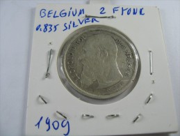 BELGIUM 2 FRANCS SILVER LEOPOLD  1909  COIN LOT 17 NUM 4 - 2 Francs